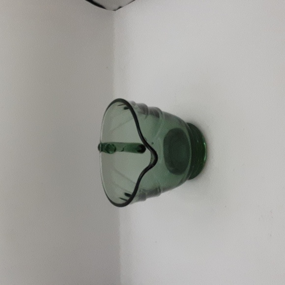 Vintage Molded Glass Footed Creamer Forest Green - Picture 2 of 8